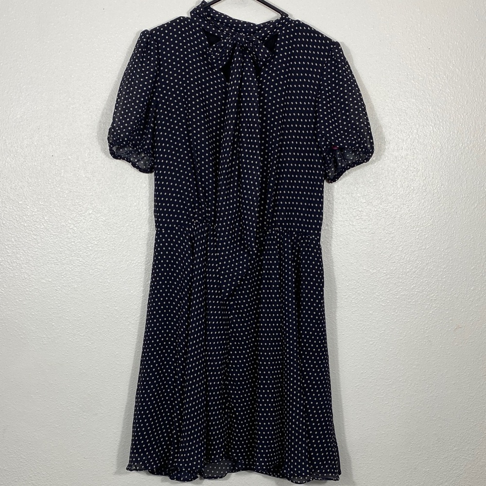 Betsey Johnson Black Polka Dot Tie-Neck Mini Dress Size 10 - Picture 3 of 15